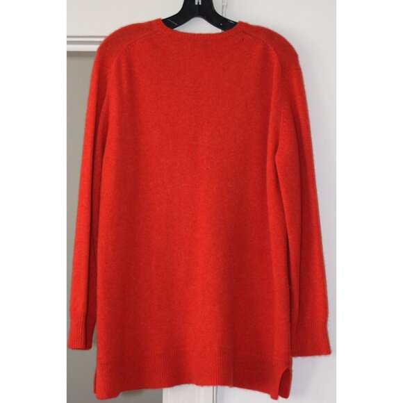Bloomingdales - 100% Cashmere Sutton Studio V-Neck Tunic, Burnt Orange, Luxe L - Picture 2 of 7